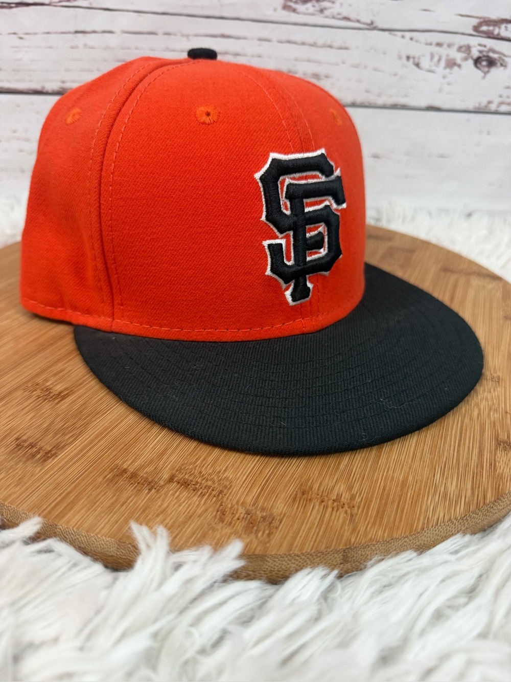 San Francisco Giants New Era 59FIFTY Fitted Hat Size 7 Custom Orange Black